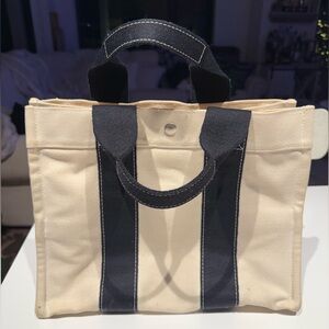 Hermes Canvas Tote - Black and Cream